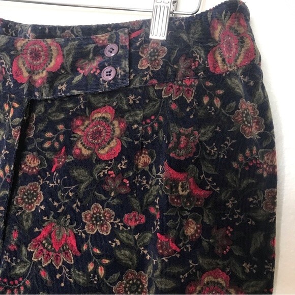 Vintage Talbots Navy Floral Pinwale Corduroy Pants Wide Leg No Pockets Women 14W - Picture 3 of 15